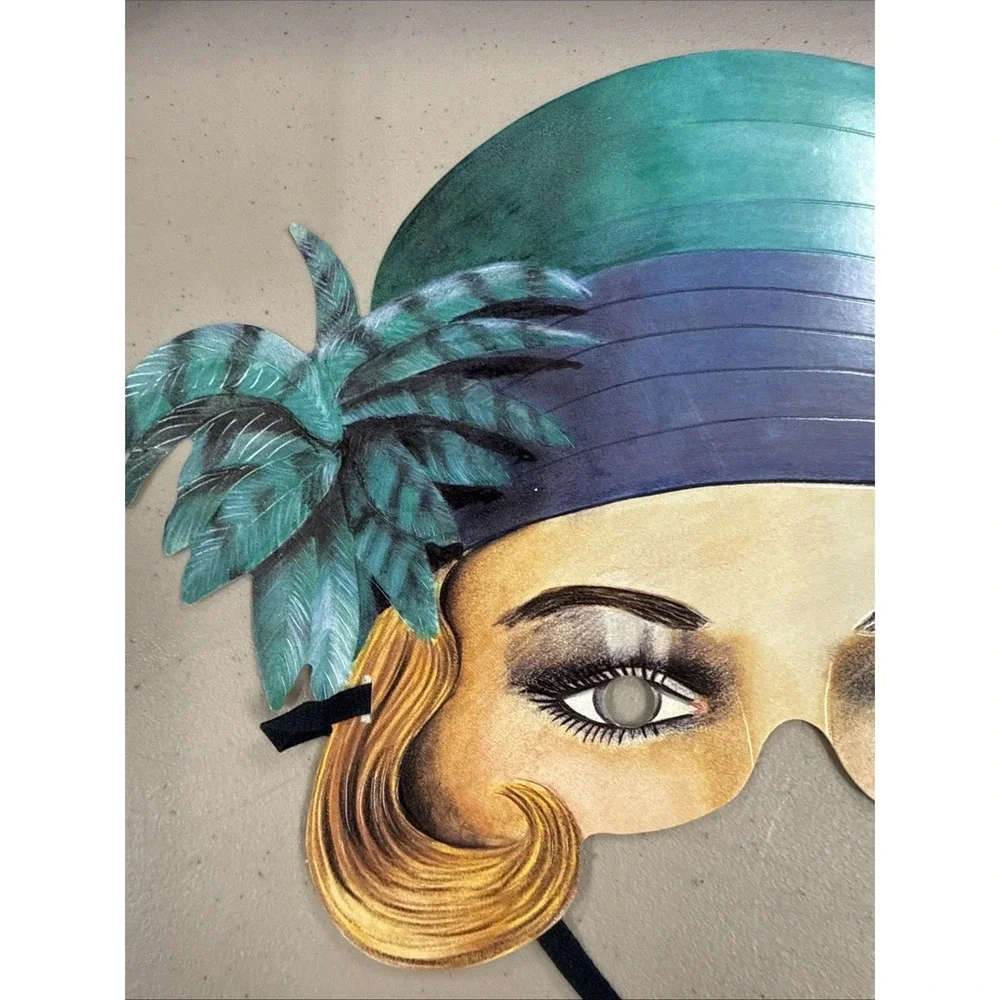 Vintage Paper Masters ROARING‎ TWENTIES Mask Green Cloche Lady Party Mask